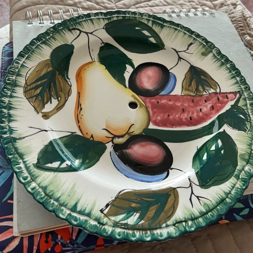 ANTIQUE CERAMIC 2 PIECE HANDMADE SERVING DISH FROM THE 1970’S - Picture 12 of 13